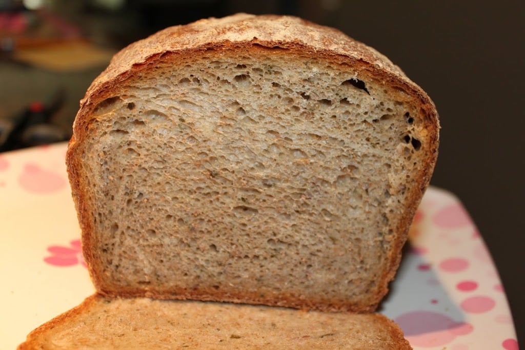 Mint Almond Wheat Bread. A nice dense bread made with mint and almonds. Vegan Recipe. #veganricha #vegan