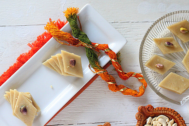 Vegan Kaju Katli - 20 minute Indian Cashew Fudge . Soft fudgy Cardamom Cashew Burfi Vegan Gluten-free Indian Recipe | VeganRicha.com
