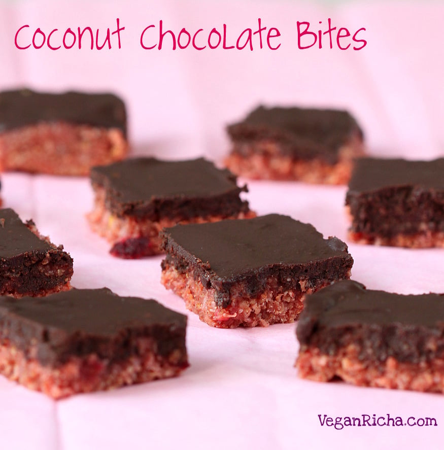 Zesty Pink Lemon Coconut Chocolate Bites | Vegan Richa