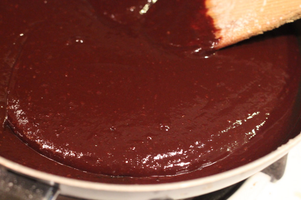 salted caramel brownies vegan triple chocolate brownie batter in a sauce pan