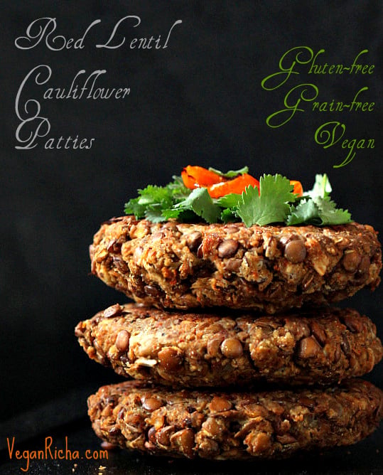 Red Lentil Cauliflower Burger Patties Red Lentil Cauliflower Burger patties Gluten-free Vegan