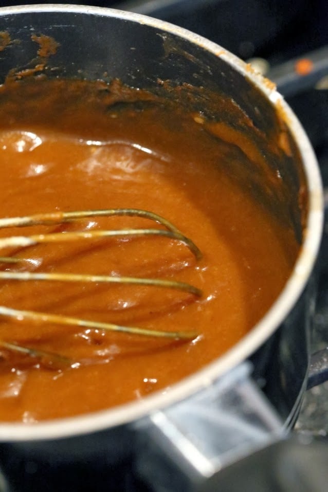 mousse cake vegan pumpkin mousse being prepared in a silver pot