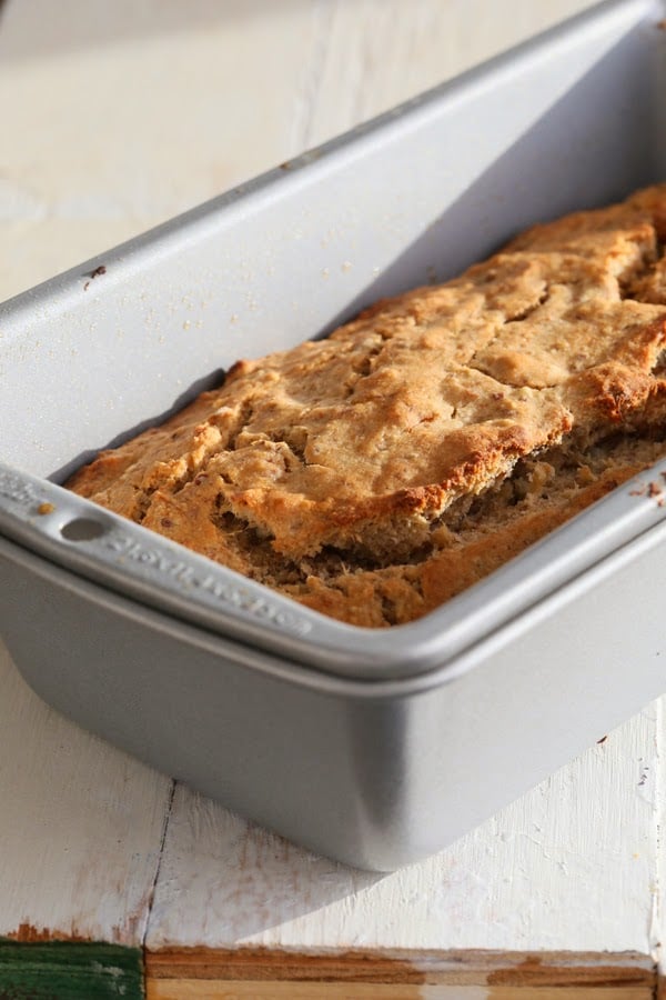 This gluten free Banana Bread makes a great breakfast. With walnuts. No added refined sugar, loads of banana, spices & goodness. Vegan Gluten free Banana Bread | VeganRicha.com