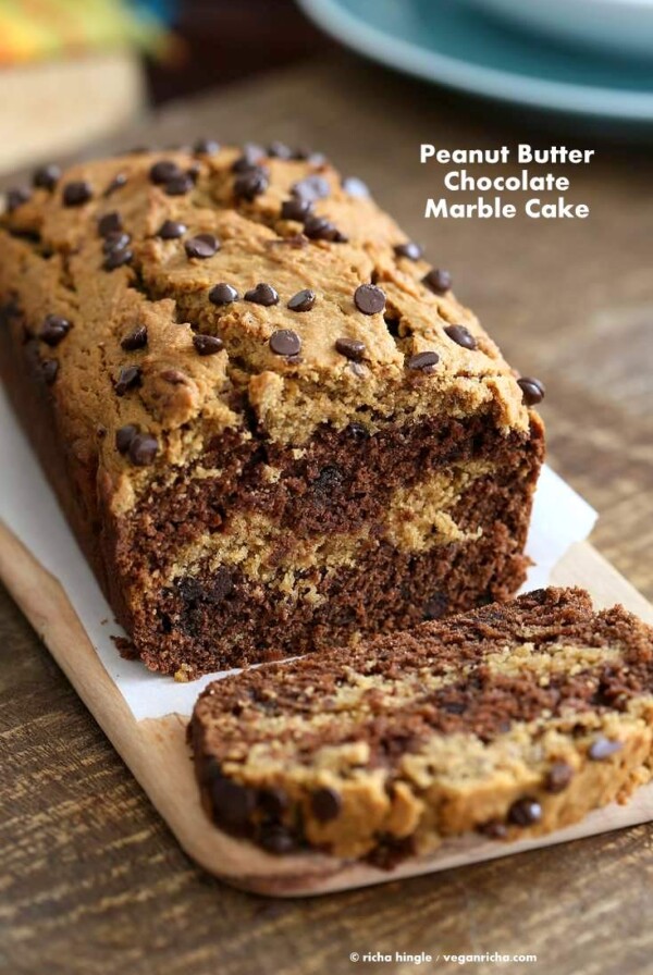 Peanut Butter Chocolate Marble Cake | Vegan Richa #vegan #peanutbutter #chocolate #cake #glutenfree #veganricha #vegan