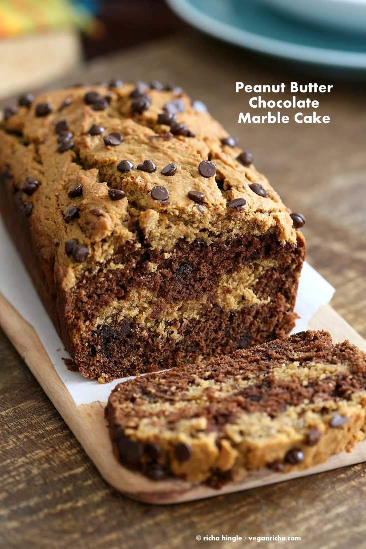Peanut Butter Chocolate Marble Cake | Vegan Richa #vegan #peanutbutter #chocolate #cake