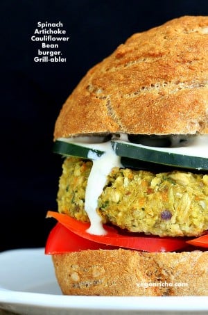Spinach Artichoke Bean Burger | Vegan Richa