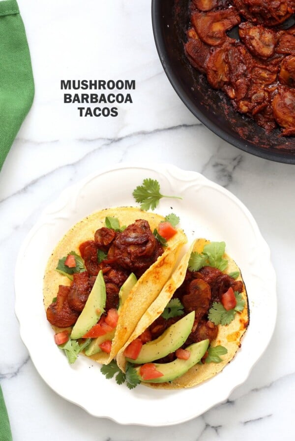 Vegan Barbacoa Mushroom Tacos . This Barbacoa Sauce is super easy and versatile. Use it with beans, lentils or other shredded vegetables for variation. Vegan Barbacoa Recipe. Gluten-free Nut-free Recipe | VeganRicha.com #glutenfree #veganricha #vegan
