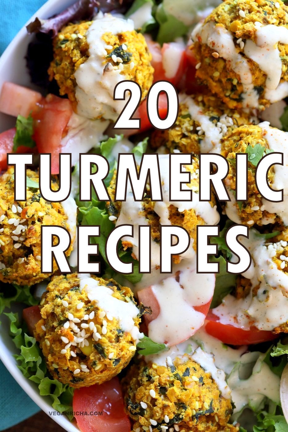 20 Recipes with Turmeric. Turmeric Cauliflower Rice, Turmeric Chocolate Marble Loaf, Golden Iced Tea, Turmeric Miso Soup, Turmeric brussels sprouts and more. Vegan Gluten-free Turmeric Recipes. Soy-free options. VeganRicha.com