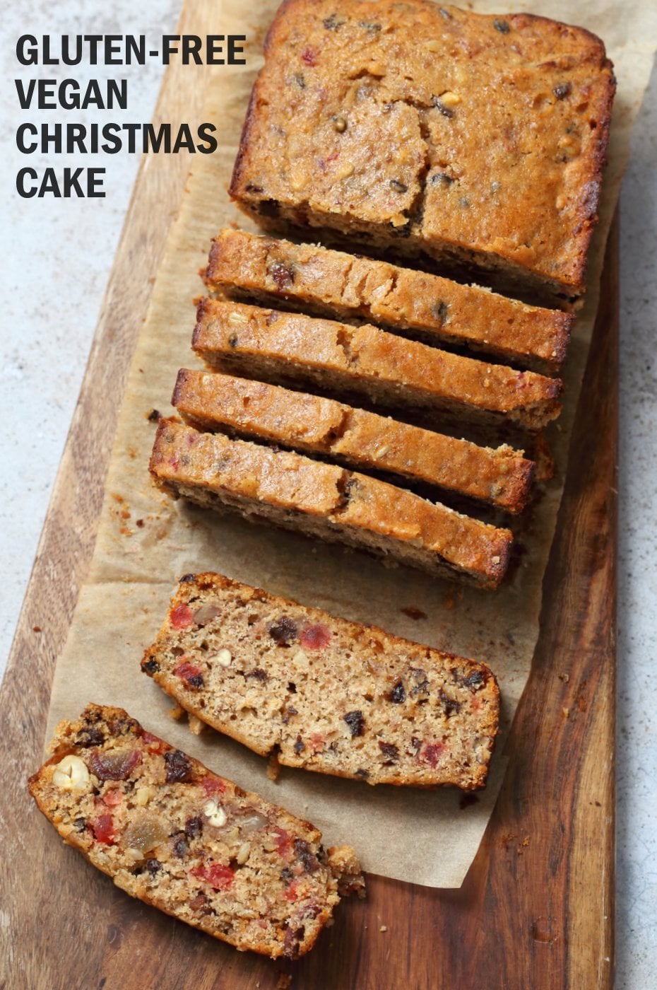 Vegan Gluten free Christmas Cake Fruit Cake full of nuts, dried fruits, candied ginger. Soft, Flavorful and great for gifting. Vegan Soyfree Recipe. #veganricha #vegan #glutenfree | VeganRicha.com