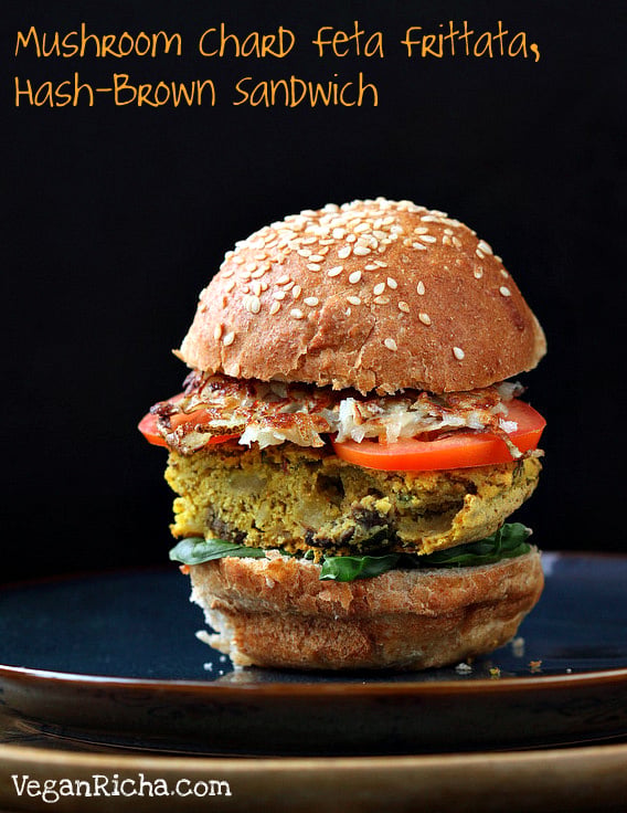 Vegan Frittata and Hashbrown Sandwich #vegan #veganricha