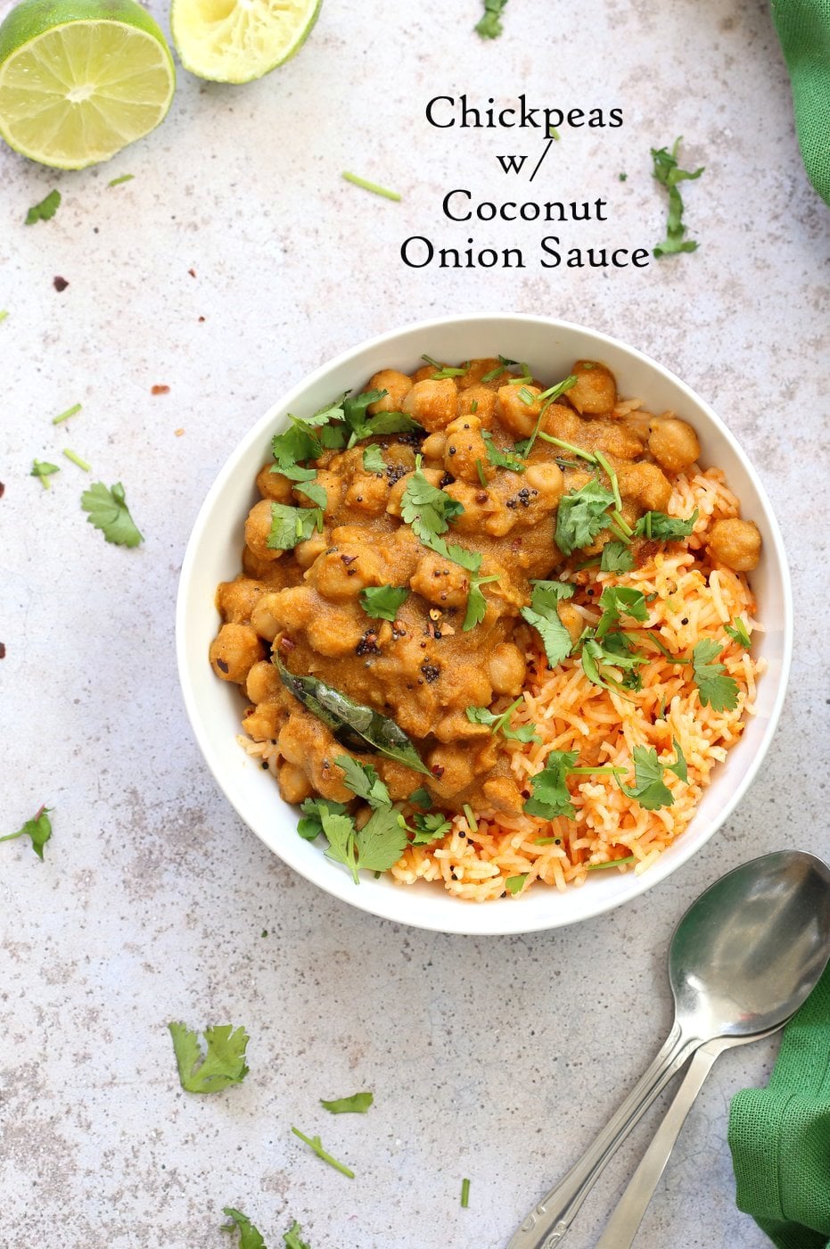 Chana Gassi /Ghassi - Mangalorean Coconut Onion sauce with Chickpeas. Simplified adaptation of Regional Indian Curry from Coastal Karnataka. #Vegan Gluten-free Soy-free Nut-free #Recipe #veganricha | VeganRicha.com