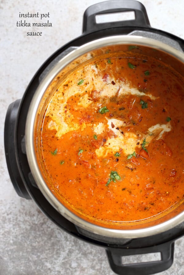 Instant Pot Tikka Masala - #Vegan Tikka Masala Sauce Recipe. Easy Tikka masala sauce, made in a Pressure Cooker. Saucepan option. Add veggies, tofu, chickpeas, vegan chickin subs. #Glutenfree #Soyfree #Nutfreeย #recipe #VeganRicha