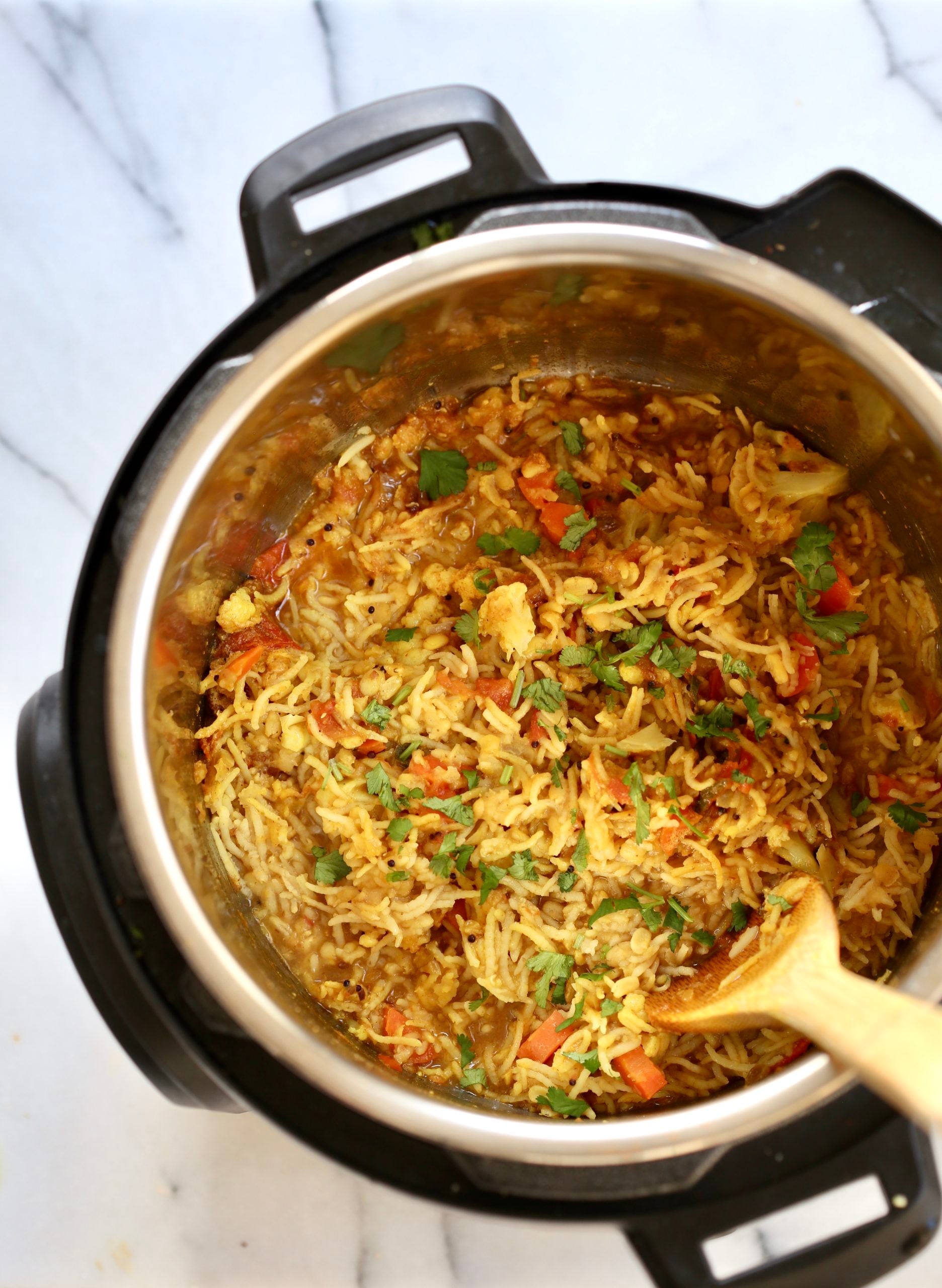 overhead shot of Instant Pot Kitchari