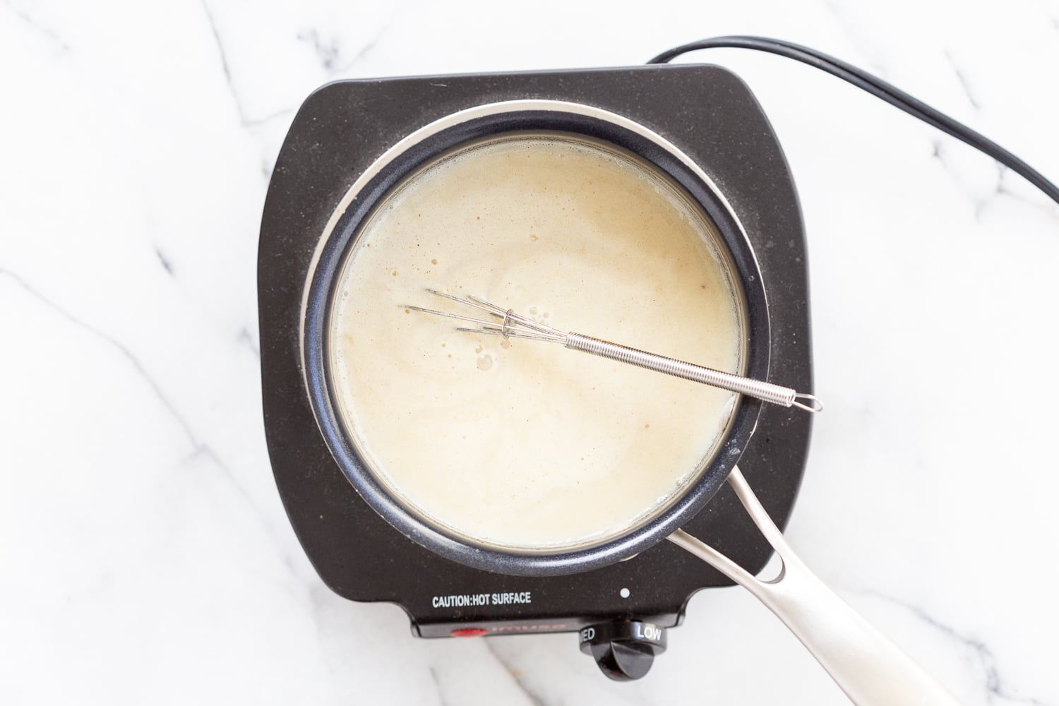 Vegan Custard for Vegan Apple Cake in saucepan