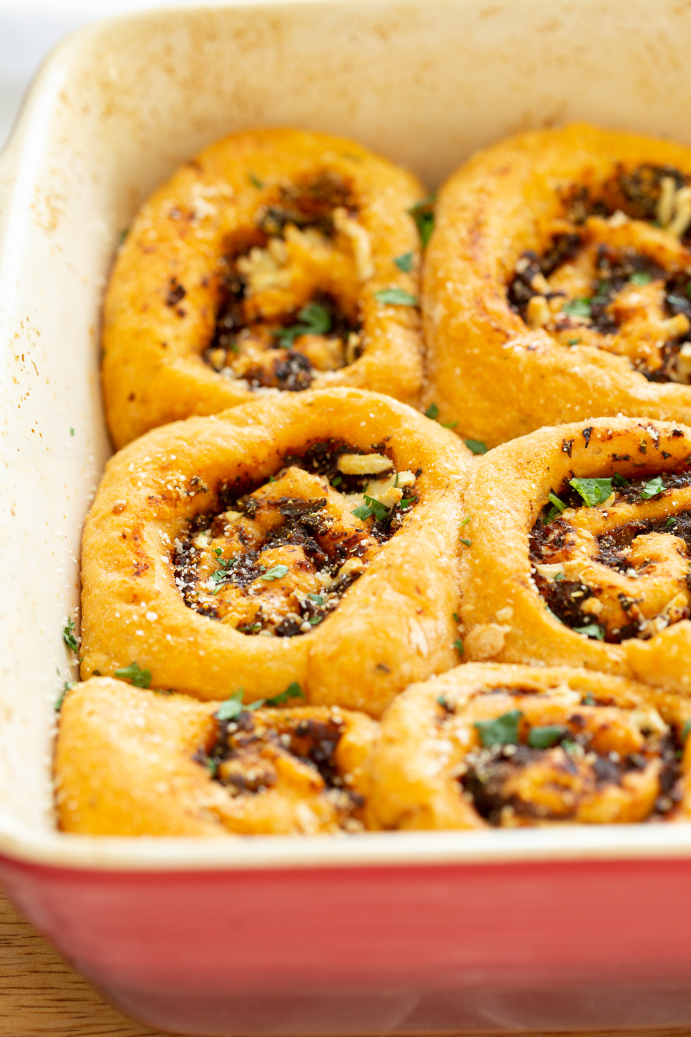 Vegan Pizza Rolls. Easy Pizza dough stuffed with herbed mushroom tomato filling, rolled, sliced and baked. Delicious snack or appetizer! #Vegan #Soyfree #Nutfree #Recipe #Veganpizzarolls #VeganRicha