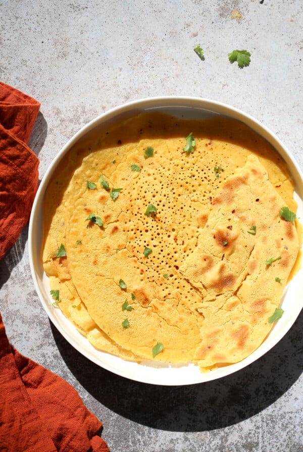 Vegan Socca in a white plate