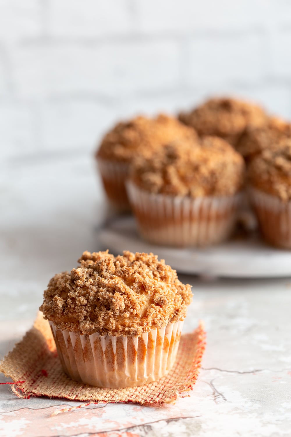Vegan Banana Muffins on marble turn table