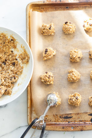 Vegan Breakfast Cookies on parchment lined baking sheet