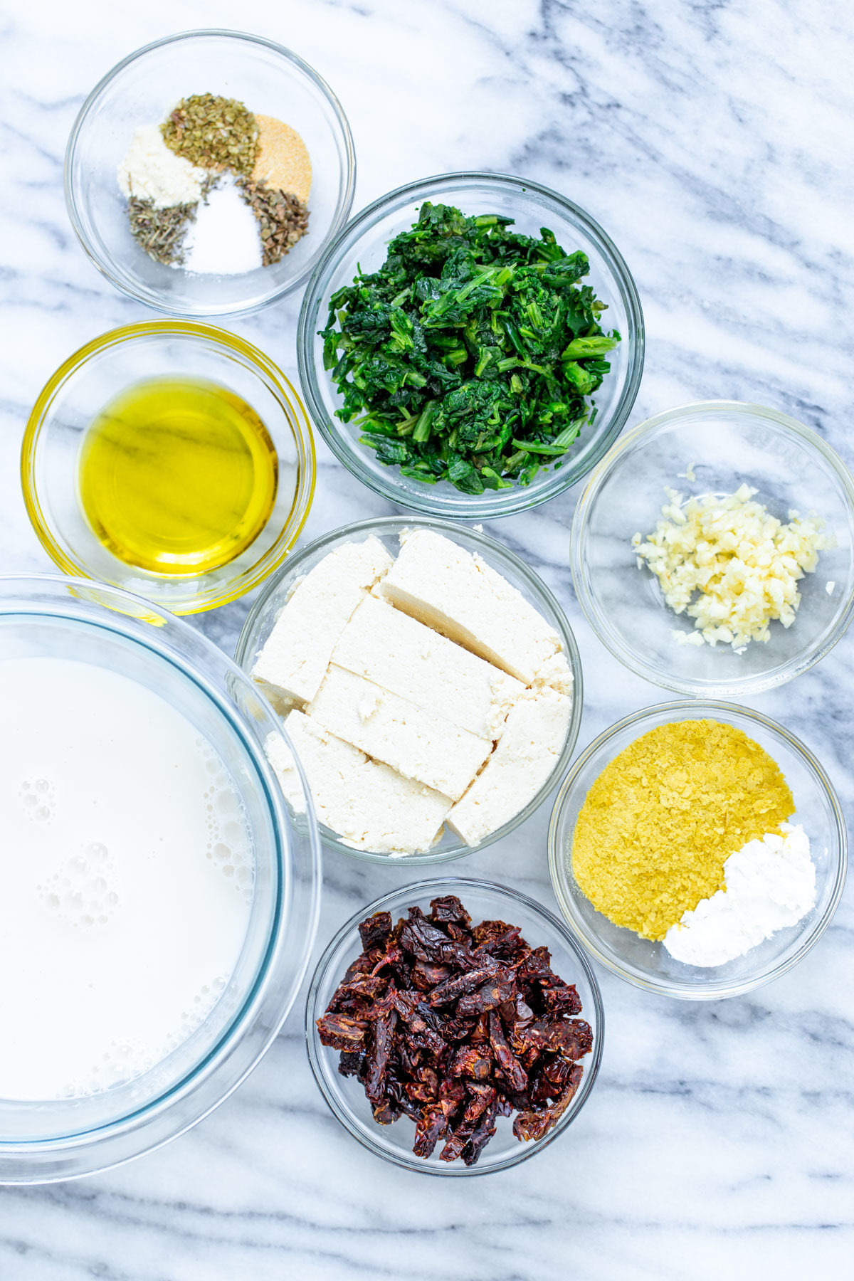 spaghetti squash bake ingredients needed for making vegan creamy Italian spaghetti squash bake