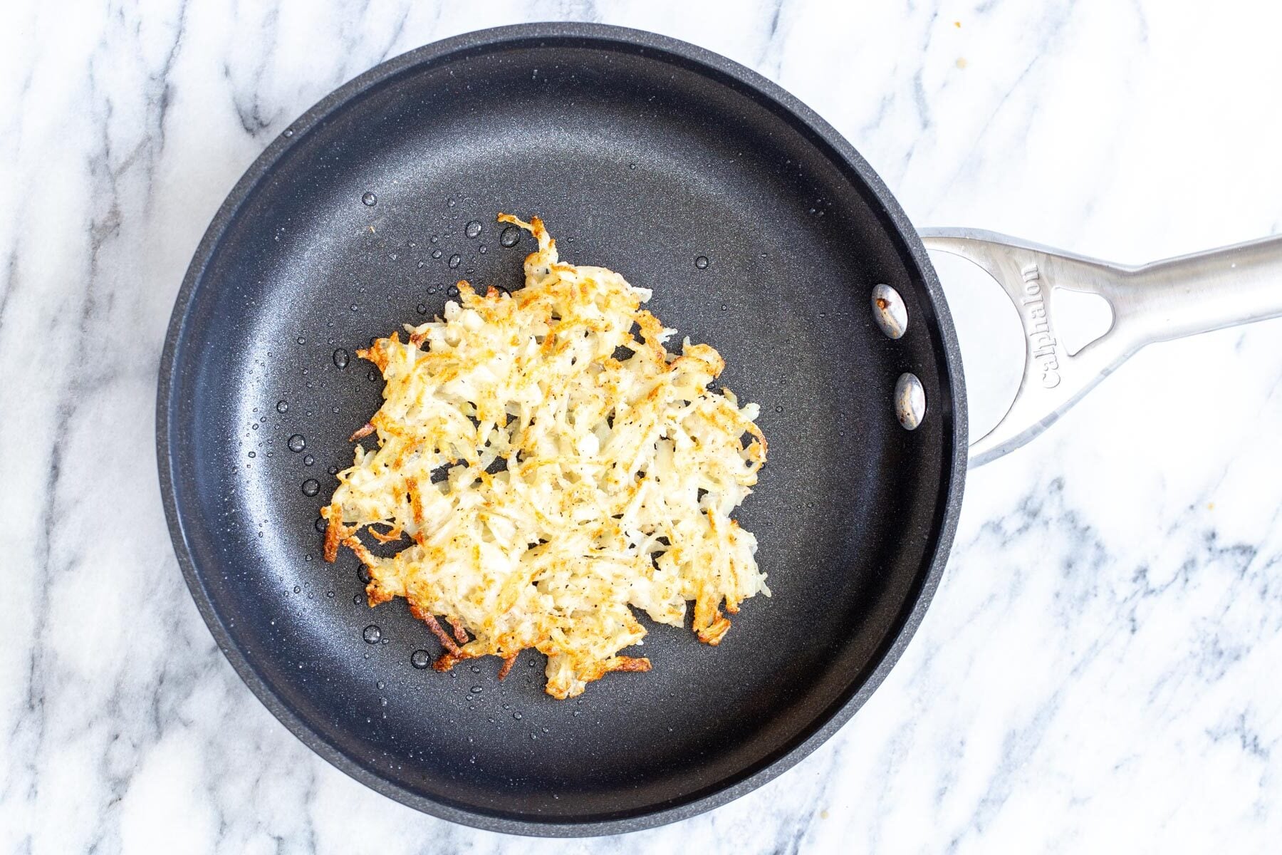 chickpea breakfast vegan hash brown in a sauteeing pan