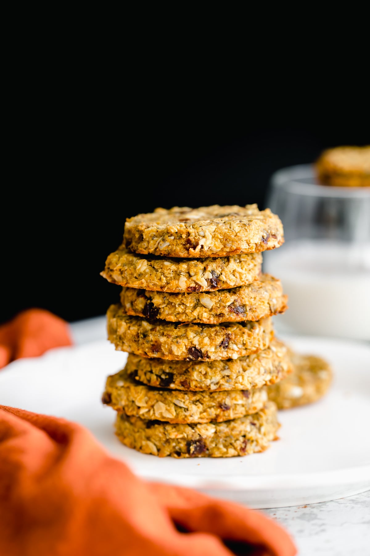 stacked vegan pumpkin breakfast cookies with nuts and seeds 