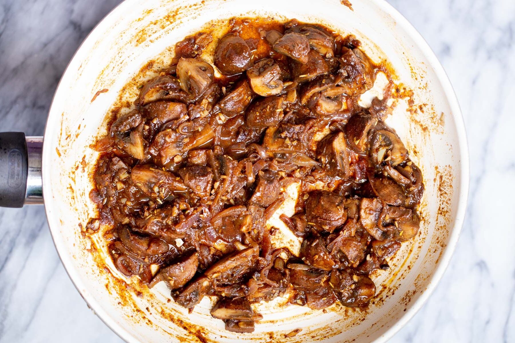 mushrooms in a sauteeing pan