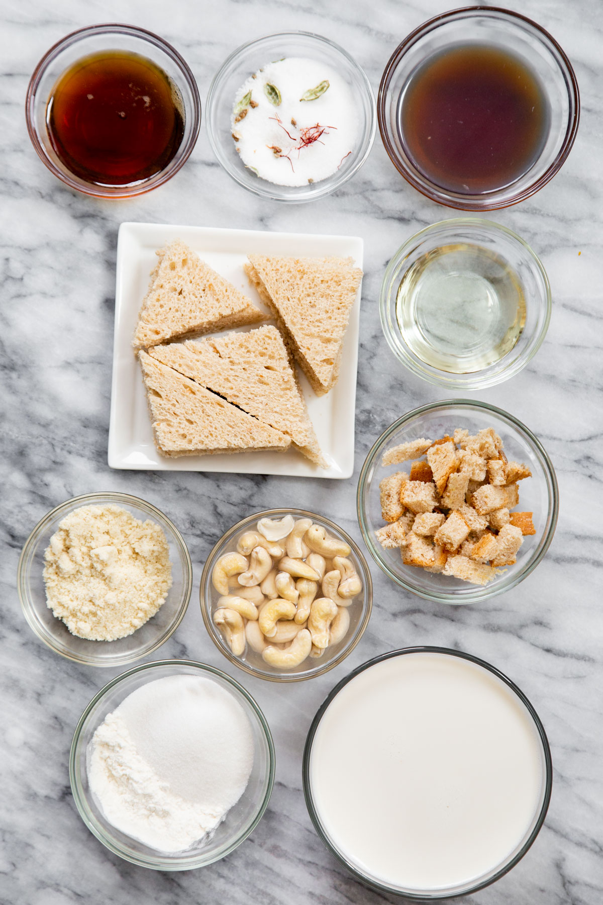 ingredients on a marble countertop