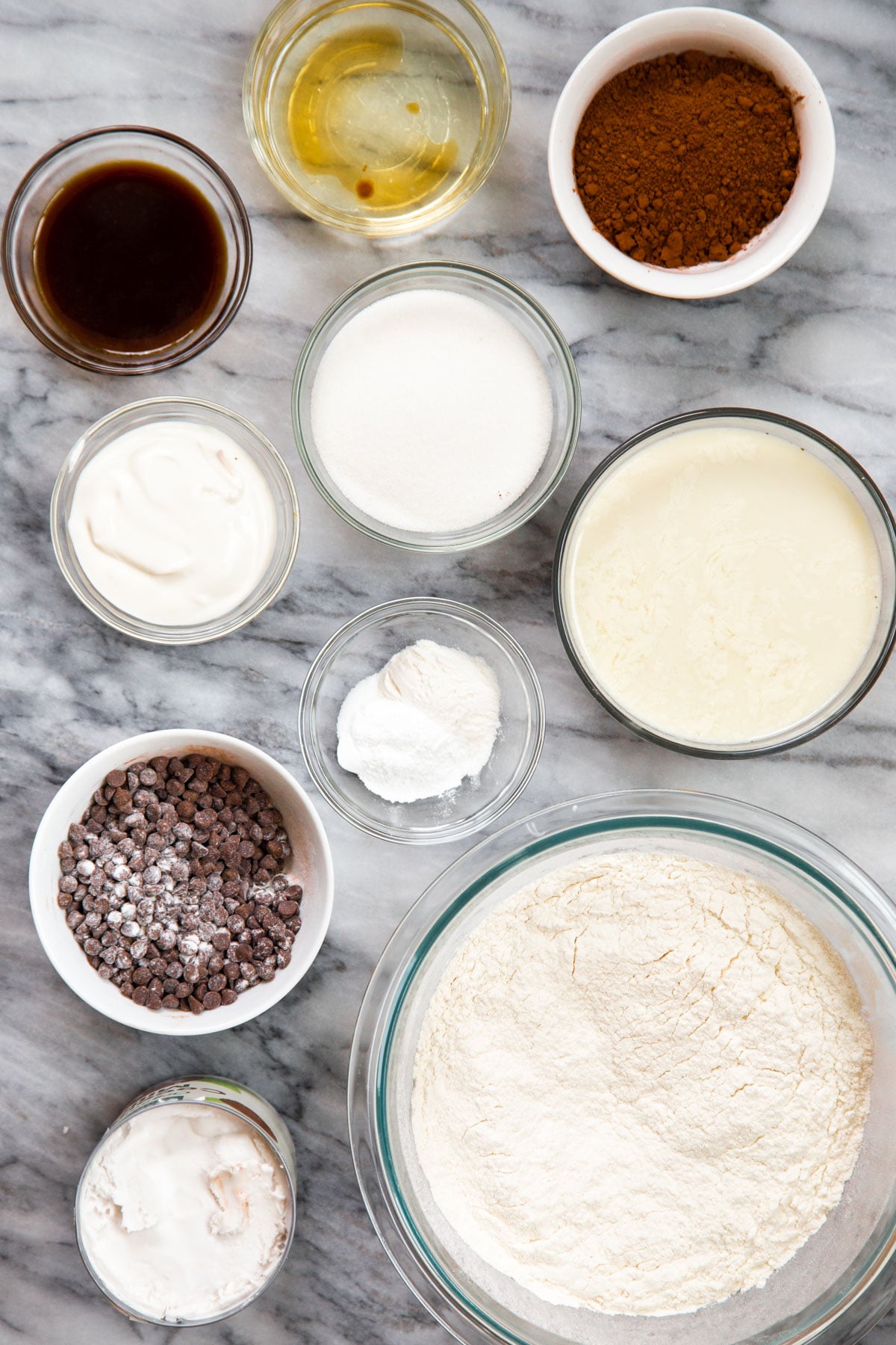 ingredients needed for making vegan mocha marble cake 