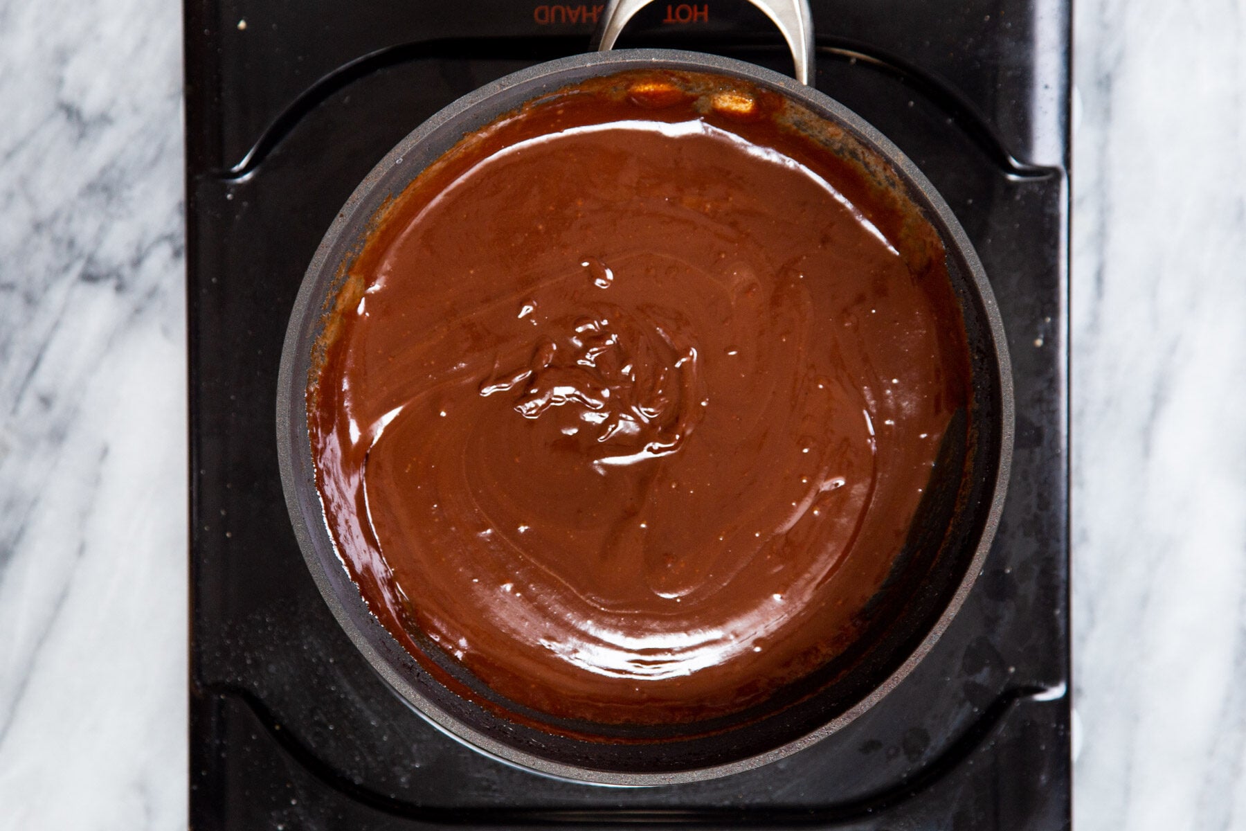 vegan chocolate ganache in a saucepan 
