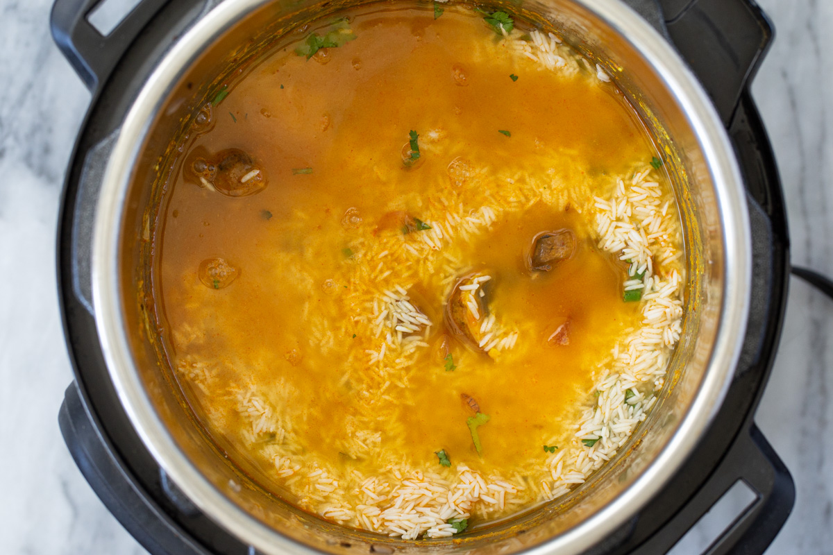 Base for mushroom biryani in an Instant Pot