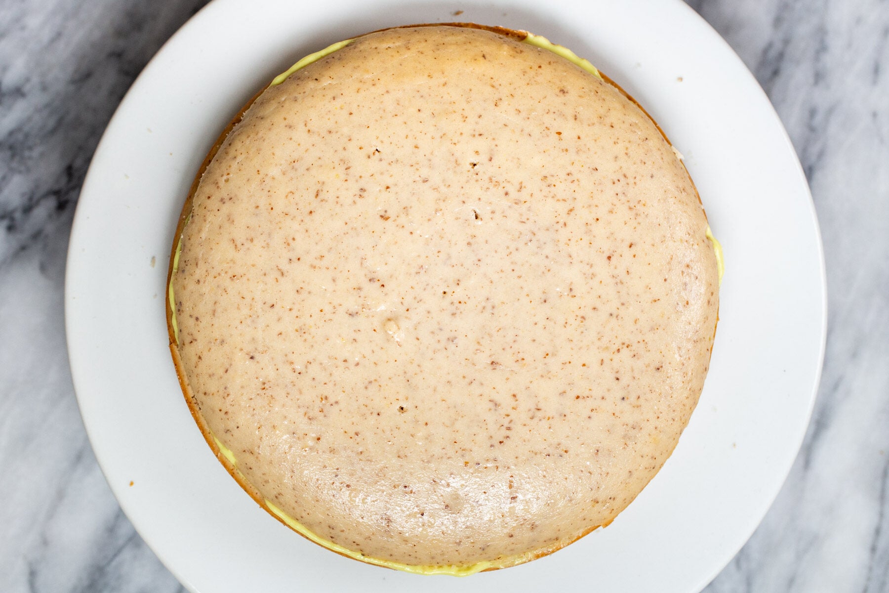 vegan boston cream pie cake assembled