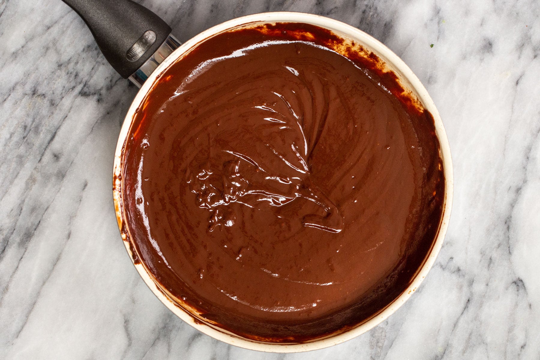 vegan chocolate glaze in a pan