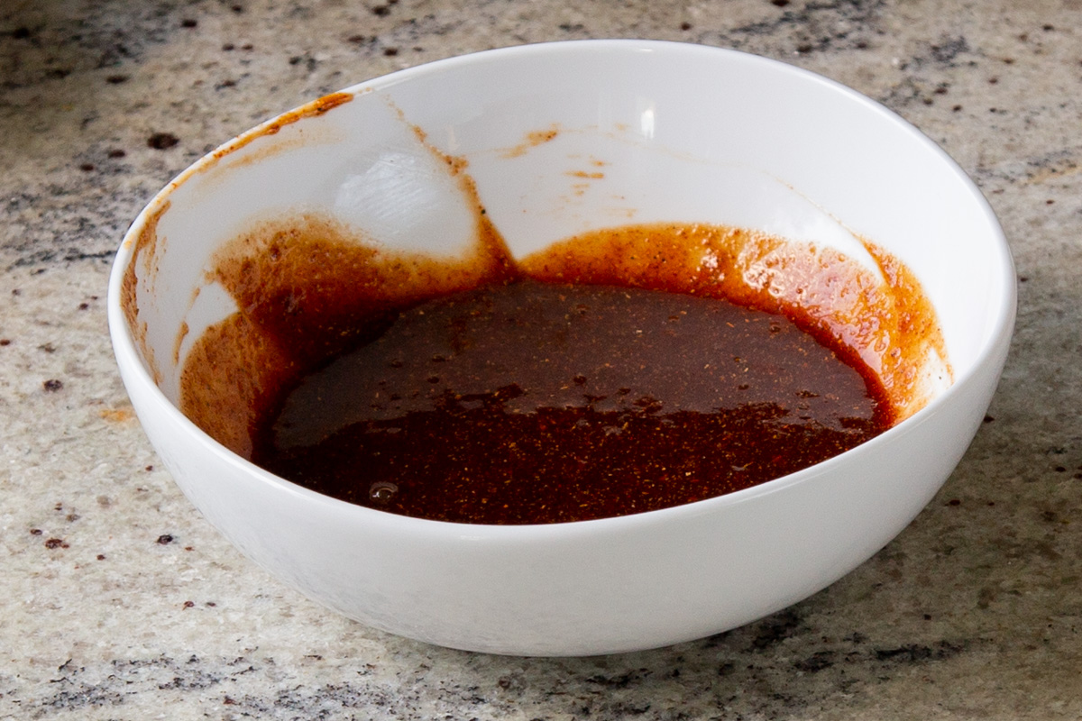 BBQ dressing ingredients in a bowl after mixing