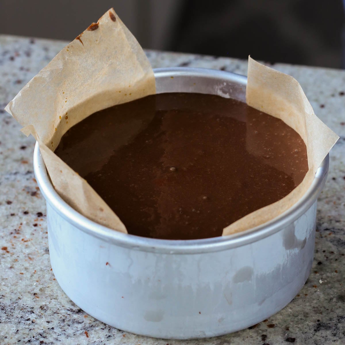 mocha cake, ready to set