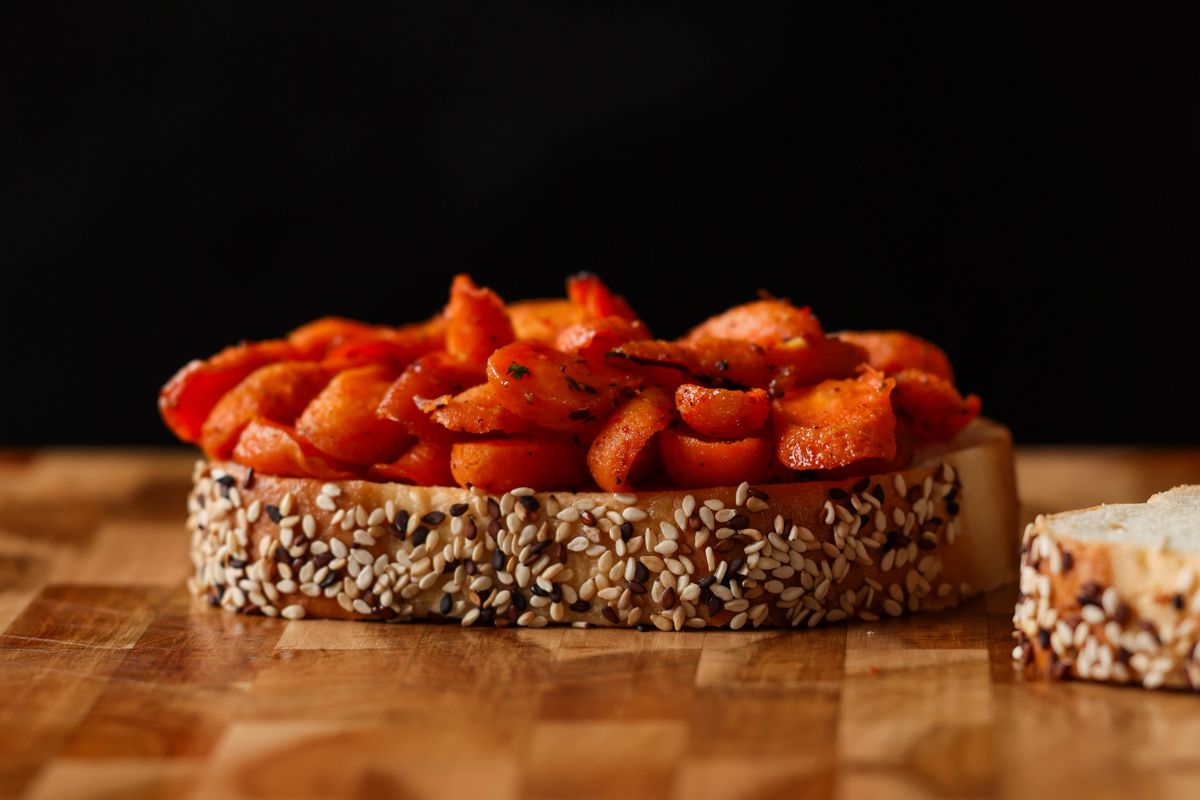 bread with roasted carrots on it