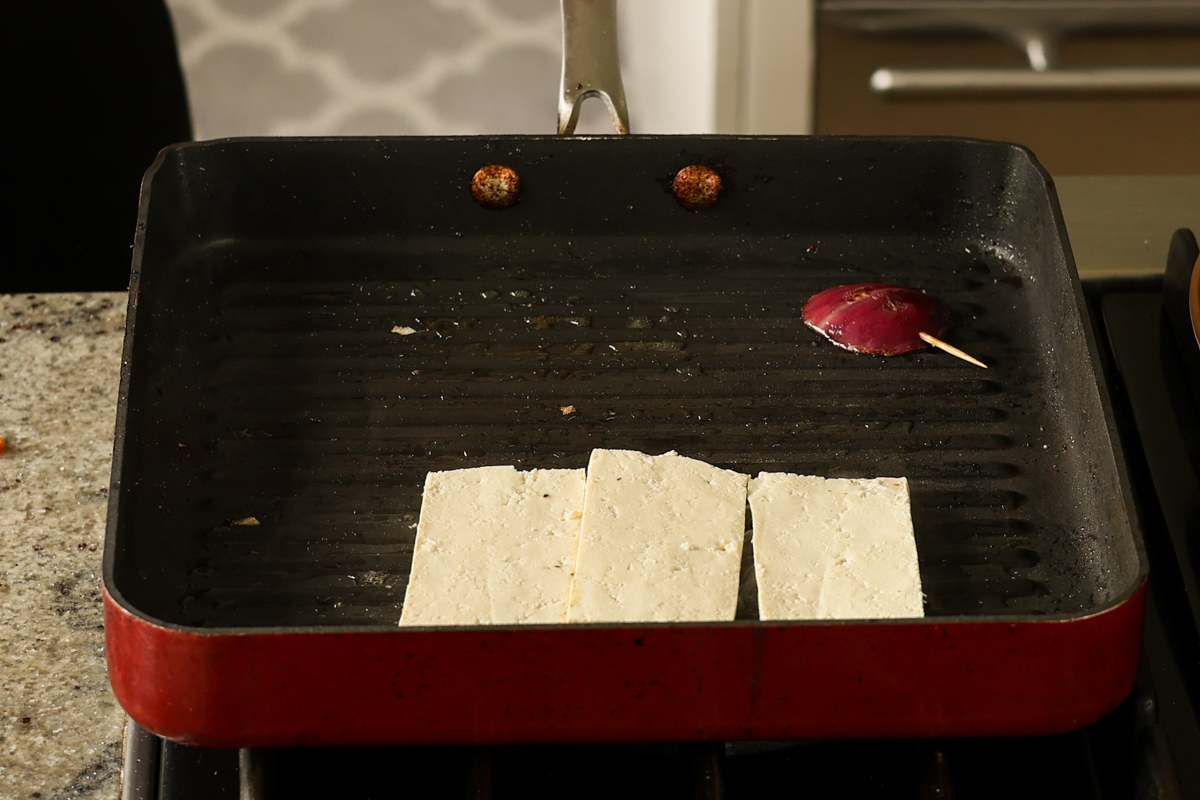 grilling the tofu