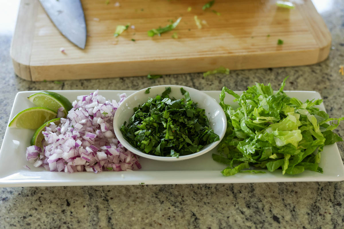 prepared toppings on a plate
