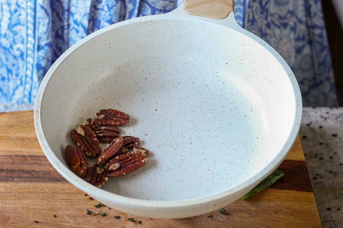 toasting the pecans