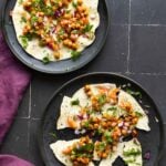 papadum nachos made with chili garlic chickpeas and crispy potatoes