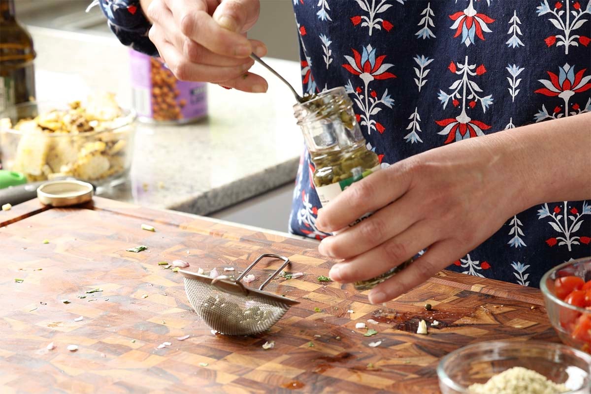 draining the capers