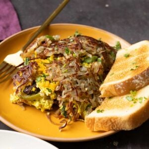 close-up of hashbrown casserole on a plate